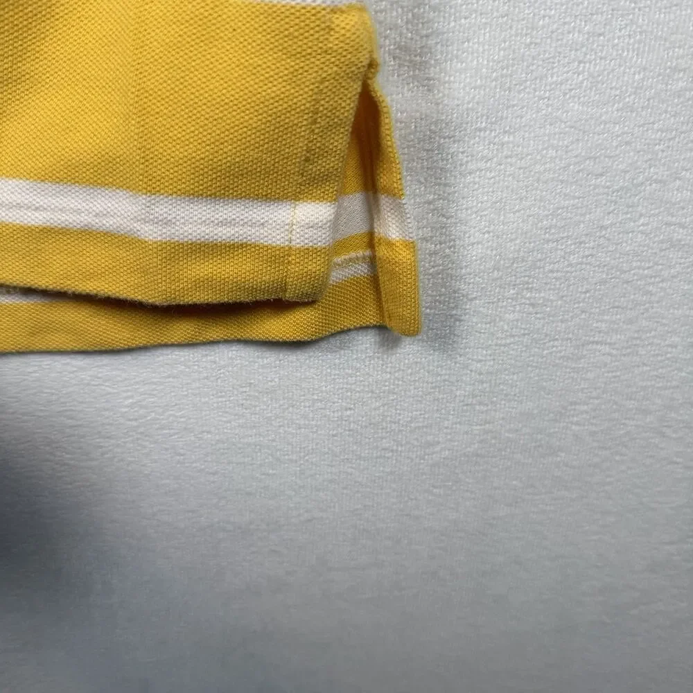 Polo Jeans Co Ralph Lauren Polo Shirt Mens L Yellow White Striped RL Flag Logo